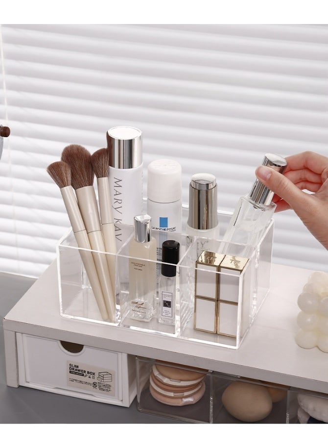 منظم مستحضرات تجميل، حامل أقلام، منظم مكتب، حامل فرش مكياج، وحدة تخزين أكريليك بأربعة فتحات، منظم كبير لفرش المكياج مناسب للحمام، طاولة الزينة، طاولة التزيين، مكتب العمل - Image 4